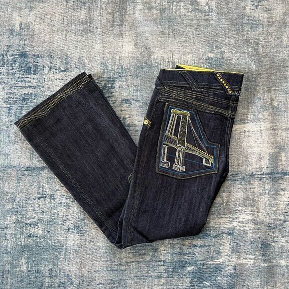 NWT! Girls Passport Dark Wash Embellished Embroidered Bootcut Jeans Size 8 - Picture 1 of 13